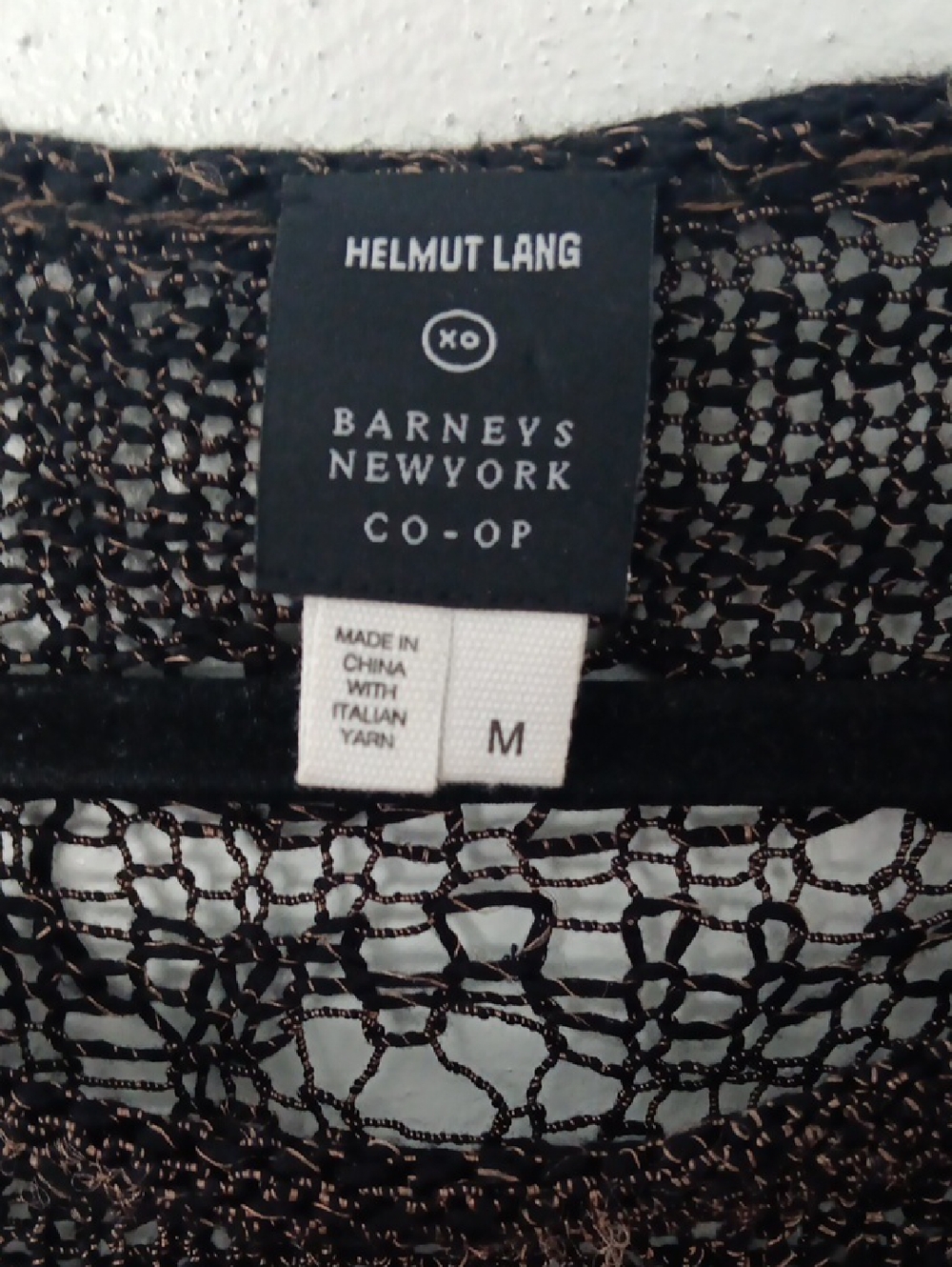 Helmut Lang Black Sheer Crochet Knit Top With Metallic Thread #3732 - Picture 3 of 7